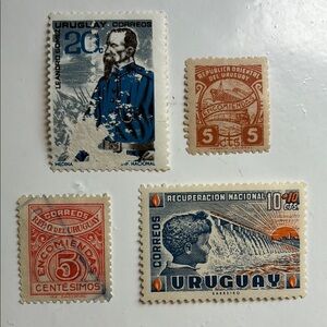 Vintage Uruguay Postage Stamps Collection